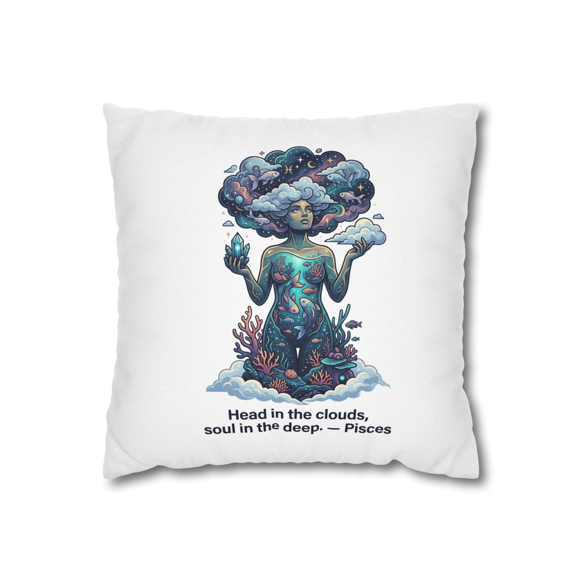 Pisces Zodiac Pillowcase – "Head in the clouds, soul in the deep" Decorative Throw Pillow