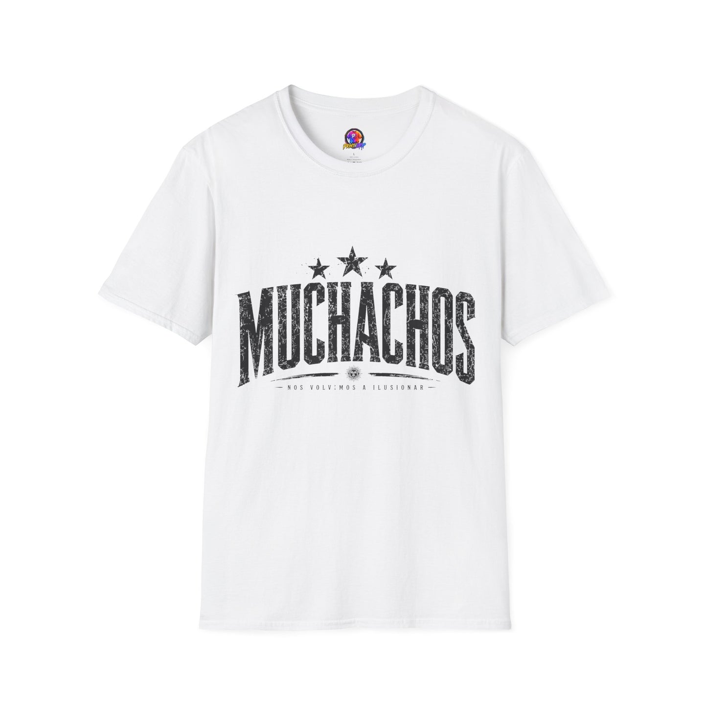 Muchachos Graphic T‑Shirt — Vintage Distressed Crew Tee - Argentina Song, slogan, favorite chant