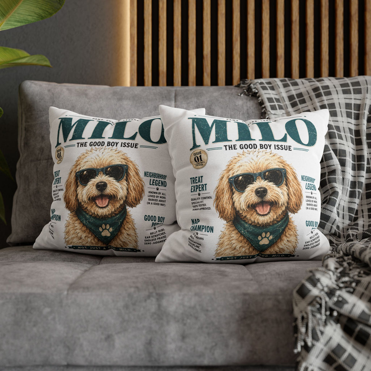Milo 'The Good Boy Issue' Decorative Pillowcase Milo Bailey Dog Dad Mom