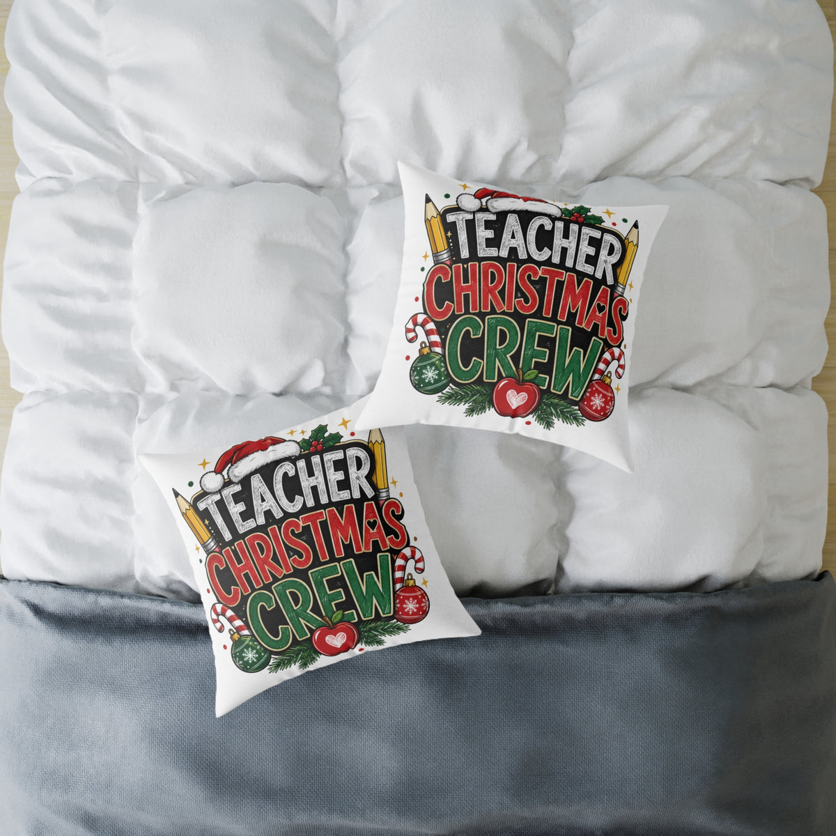 Teacher Christmas Crew Pillow — Holiday Classroom Decorative Throw Pillow