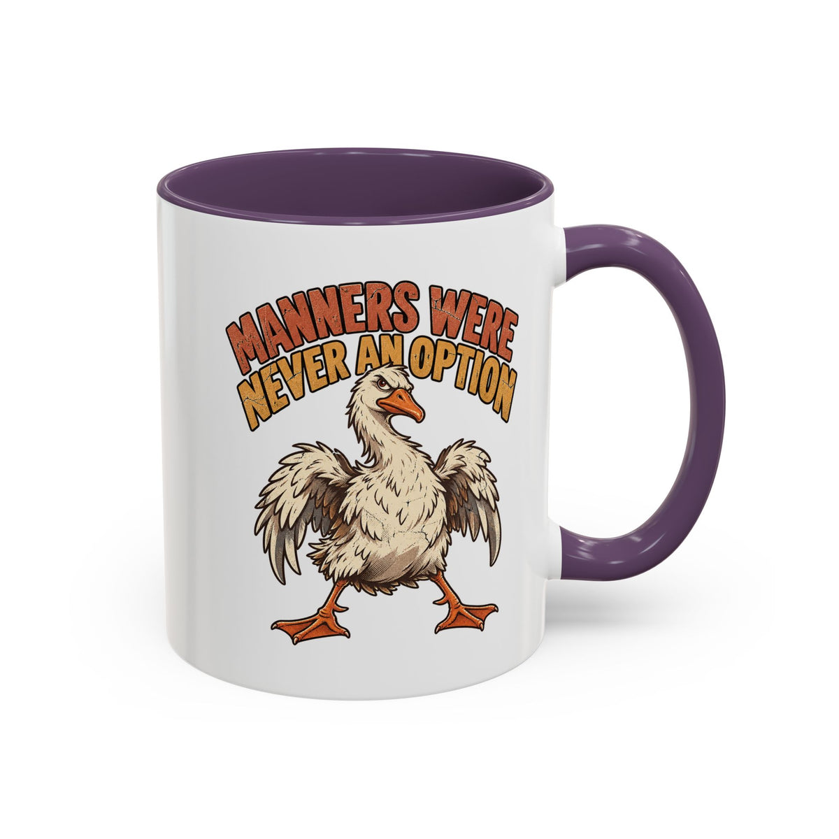 Coffee Mug — "Manners Were Never An Option" Funny Rude Chicken Accent Mug