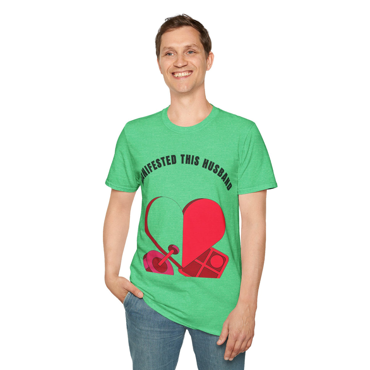 T-Shirt — "Manifested This Husband" Heart Graphic - Trending Now - September 2026