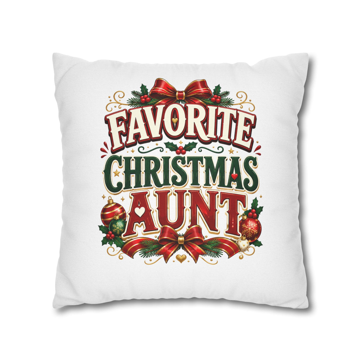 Favorite Christmas Aunt Pillowcase - Festive Holiday Decorative Throw Pillowcase