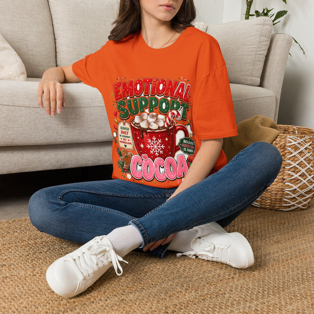 Emotional Support Cocoa T-Shirt — Holiday Hot Chocolate Graphic Tee