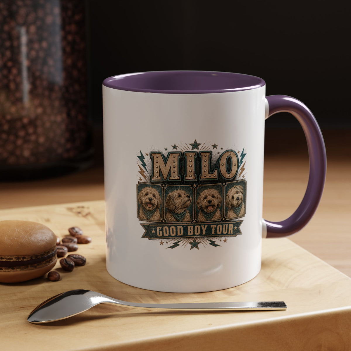 Milo Bailey Dog Dad Mom Milo 'Good Boy Tour' Accent Coffee Mug — Personalized Dog Lover Gift