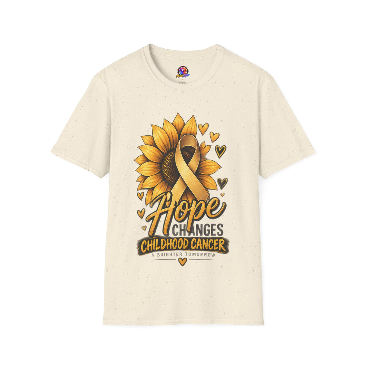 Childhood Cancer Awareness T-Shirt — "Hope Changes Lives" Sunflower Ribbon