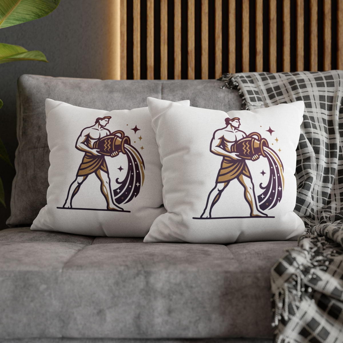 Zodiac Aquarius Pillowcase – Astrological Water-Bearer Decorative Throw Pillow