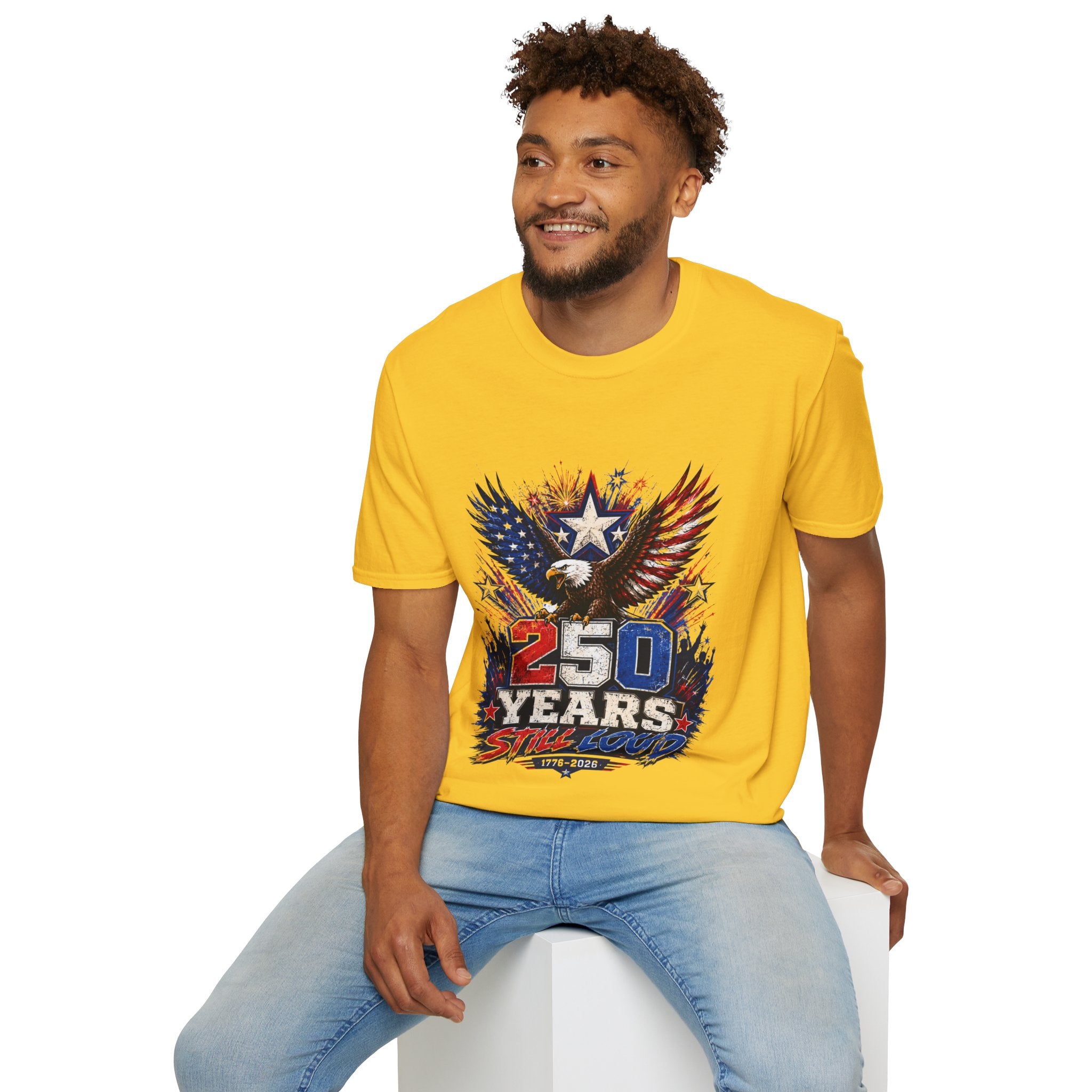 T-Shirt — Patriotic Eagle "250 Years Still Loud" American Flag Tee