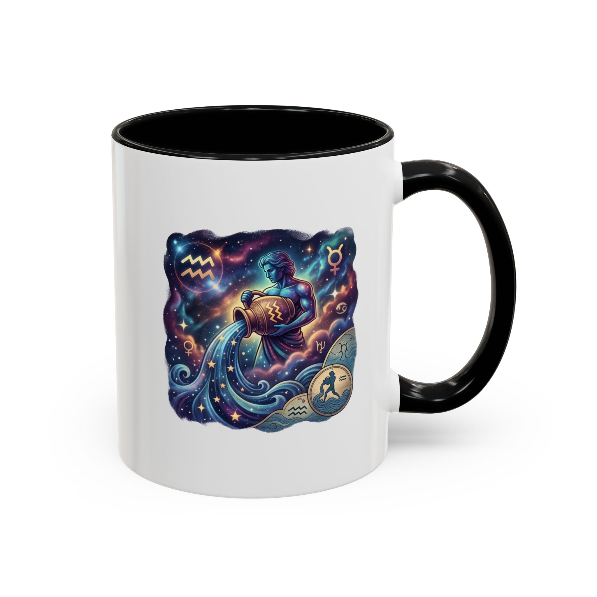 Aquarius Zodiac Coffee Mug — Celestial Water Bearer Accent Mug