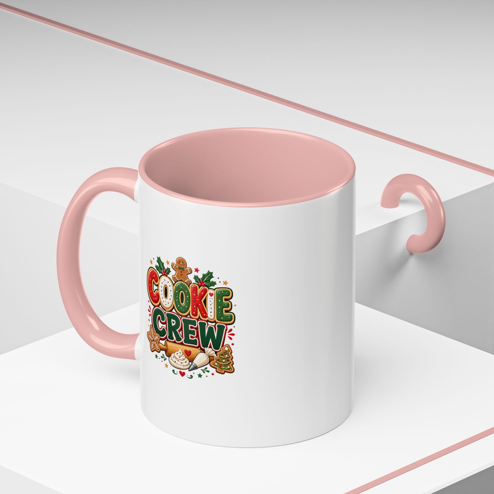Cookie Crew Accent Coffee Mug — Holiday Gingerbread Christmas Coffee Cup