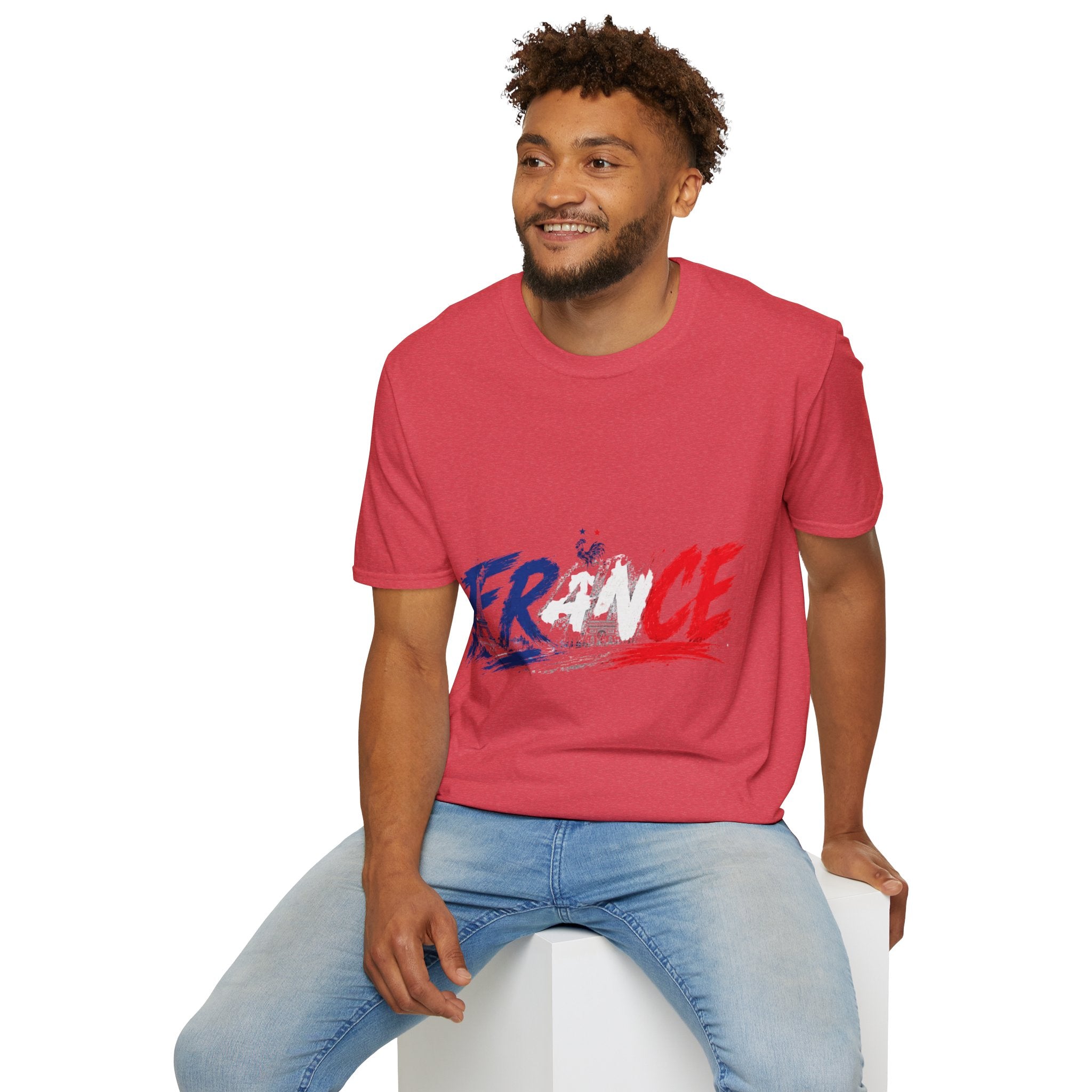 France Brushstroke Graphic T-Shirt — Tricolor Soccer/Travel Fan Tee