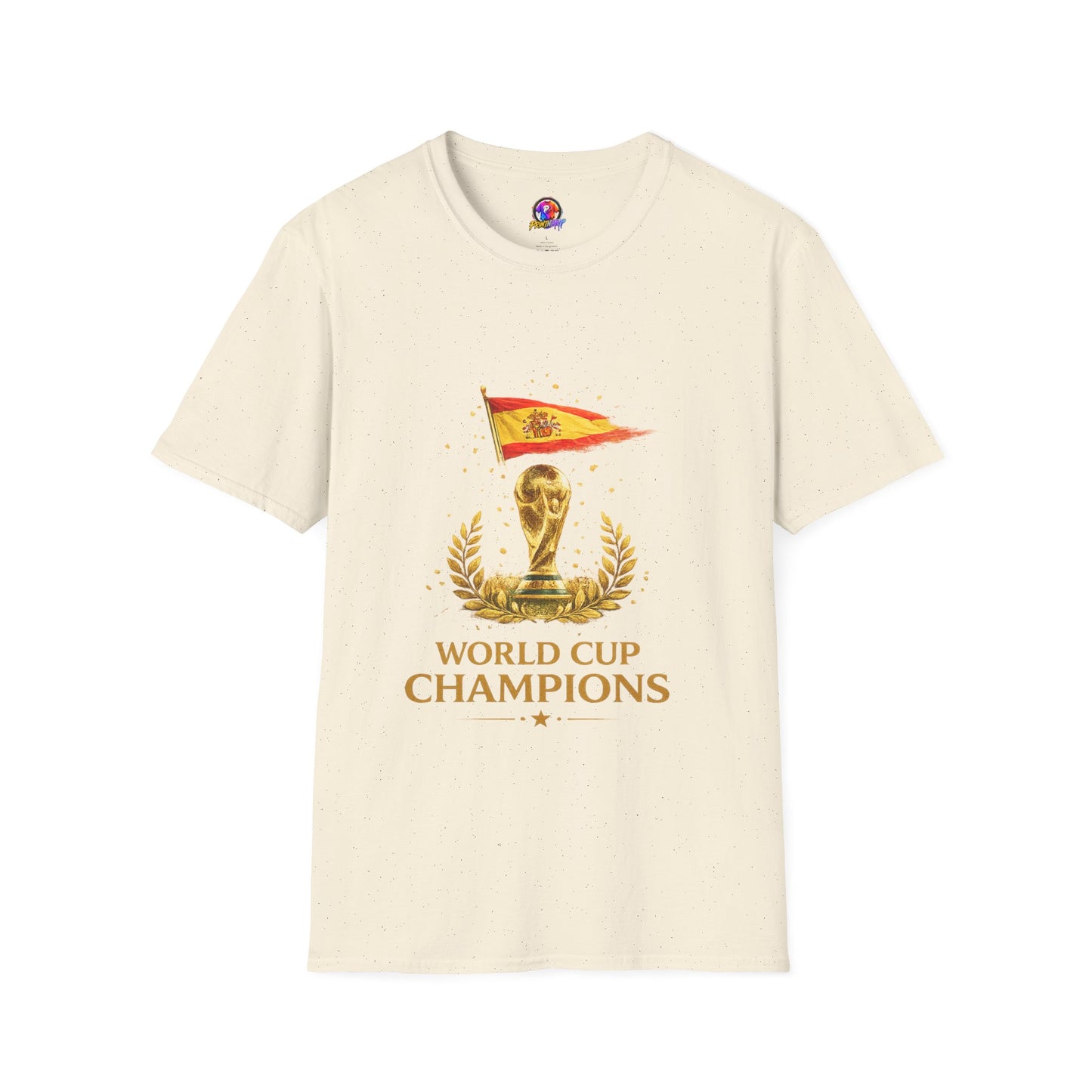 Spain World Cup Champions T-Shirt — Spanish Flag & Trophy Soccer Tee