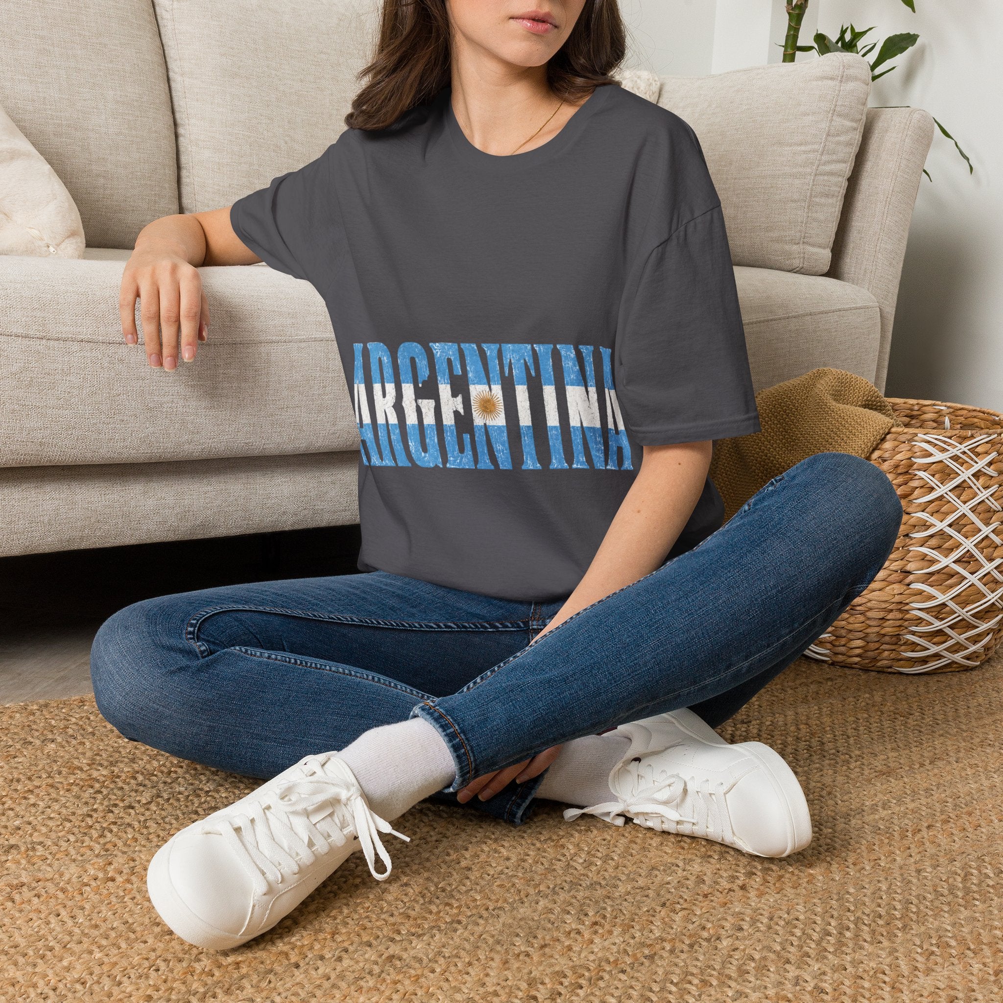 Argentina Beach Vibes T-Shirt — Distressed Blue "ARGENTINA" Graphic