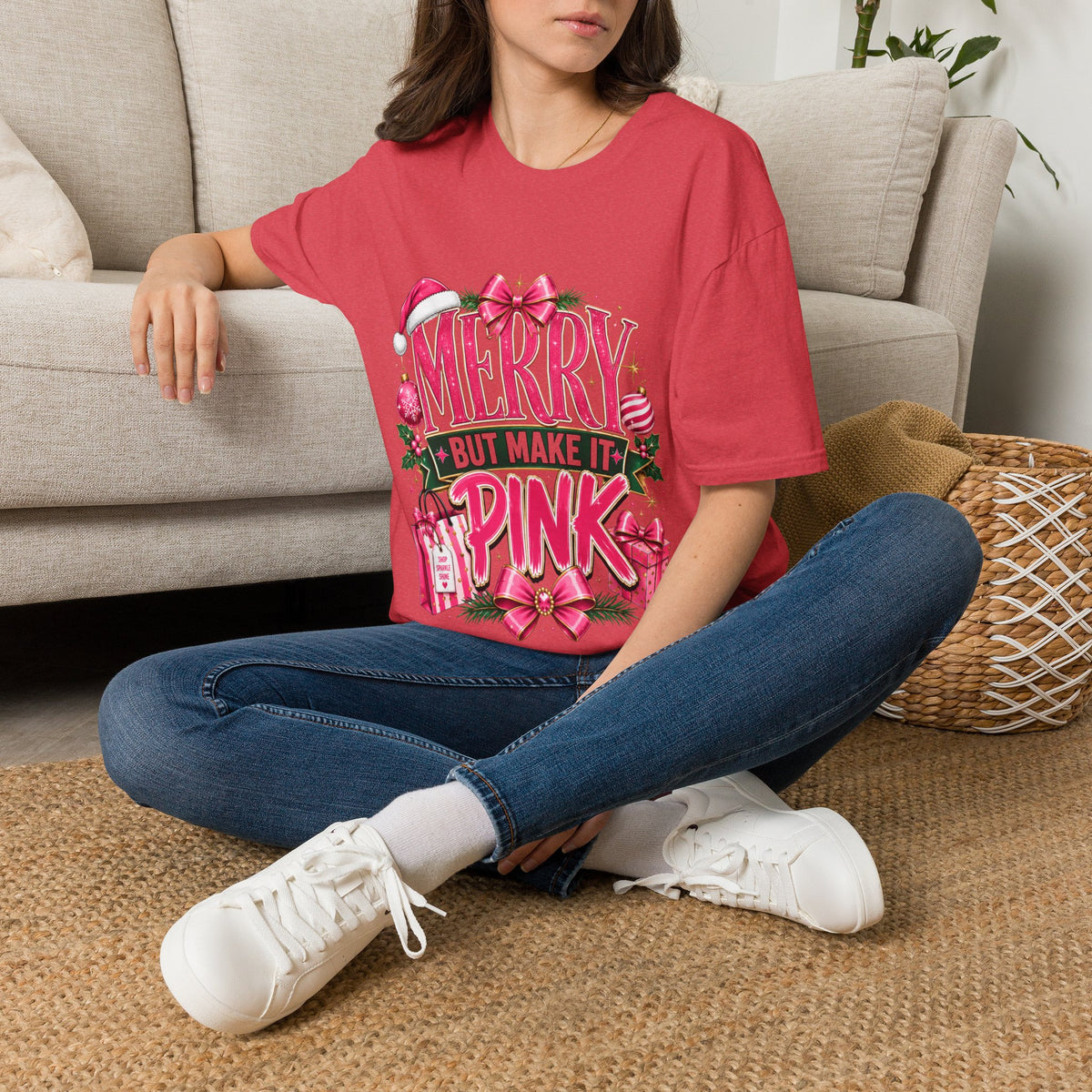 Christmas T-Shirt — "Merry But Make It Pink" Holiday Tee