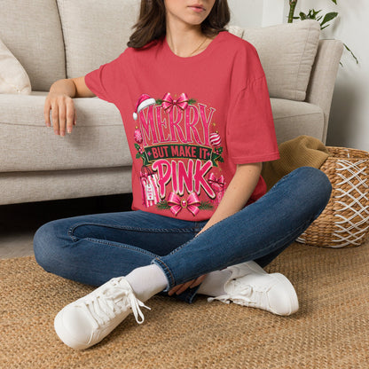 Christmas T-Shirt — "Merry But Make It Pink" Holiday Tee
