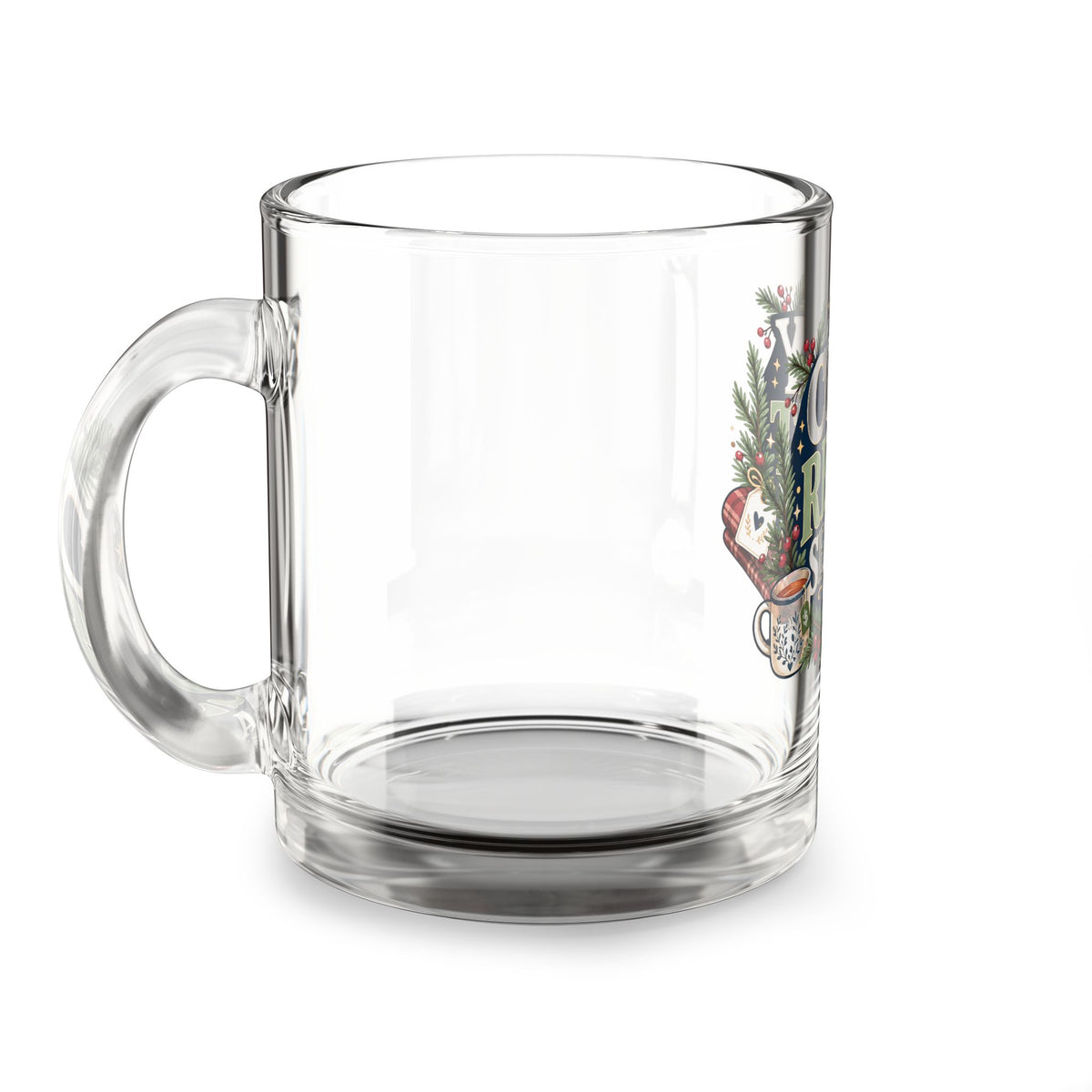 Modern Day Christmas Glass Mug  10ozCozy Reset Season Glass Mug — 10oz Holiday Coffee Cup