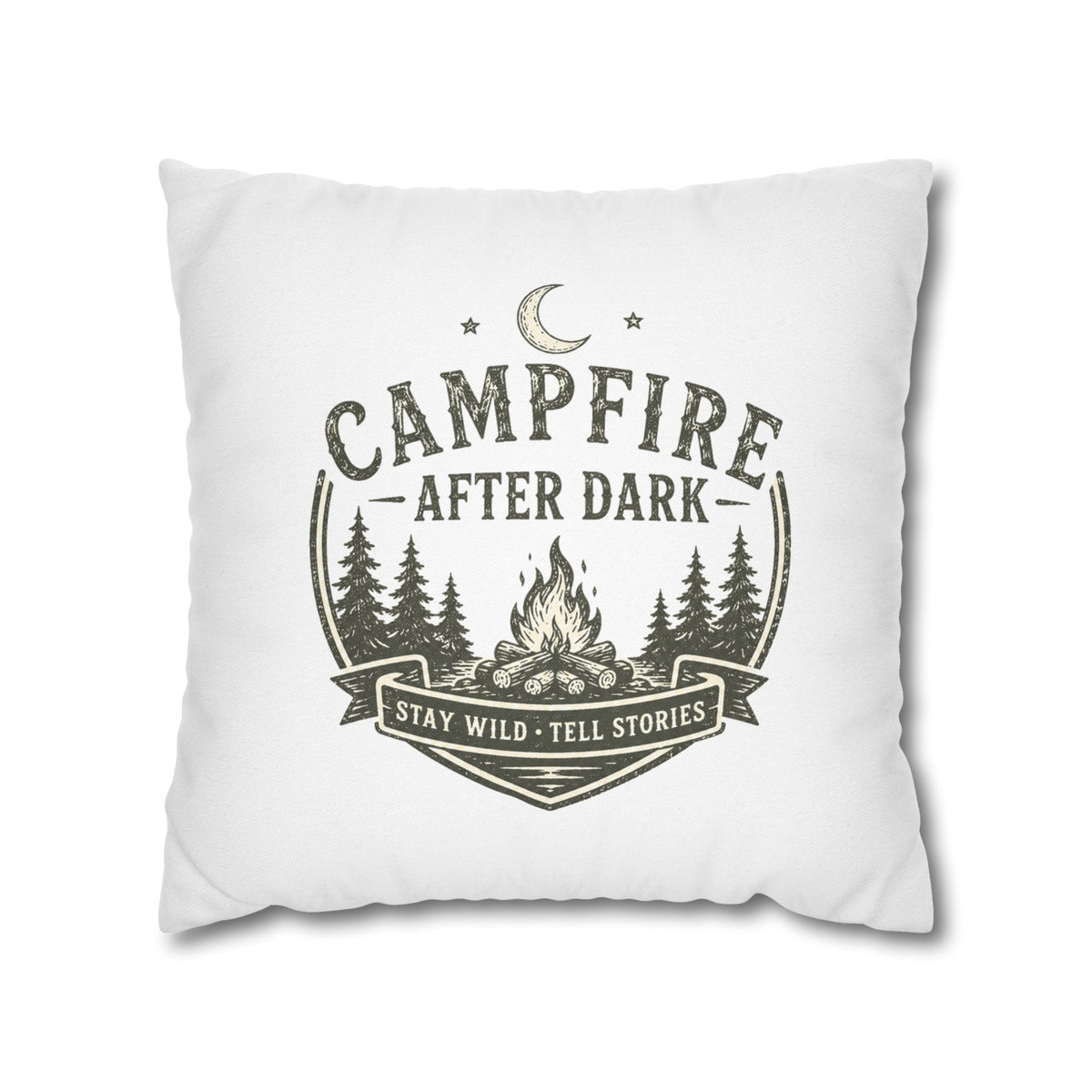 Campfire After Dark Pillowcase Milo Bailey Dog Dad Mom — Rustic Camping Throw Pillow Cover