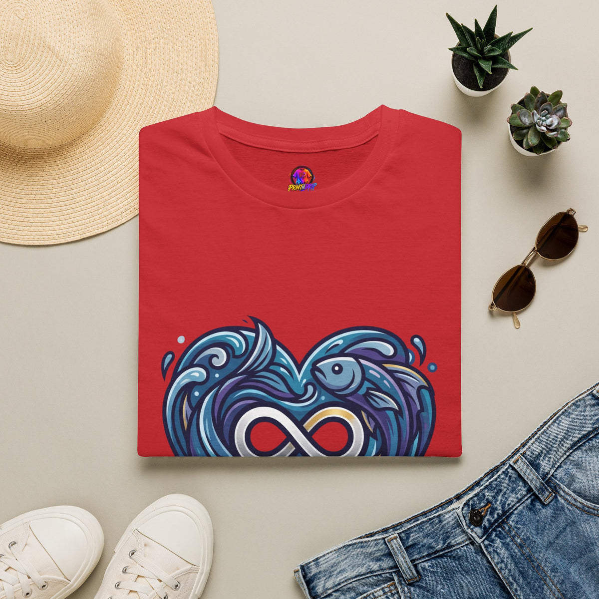 Pisces Infinity Heart T‑Shirt — Zodiac Ocean Love Tee