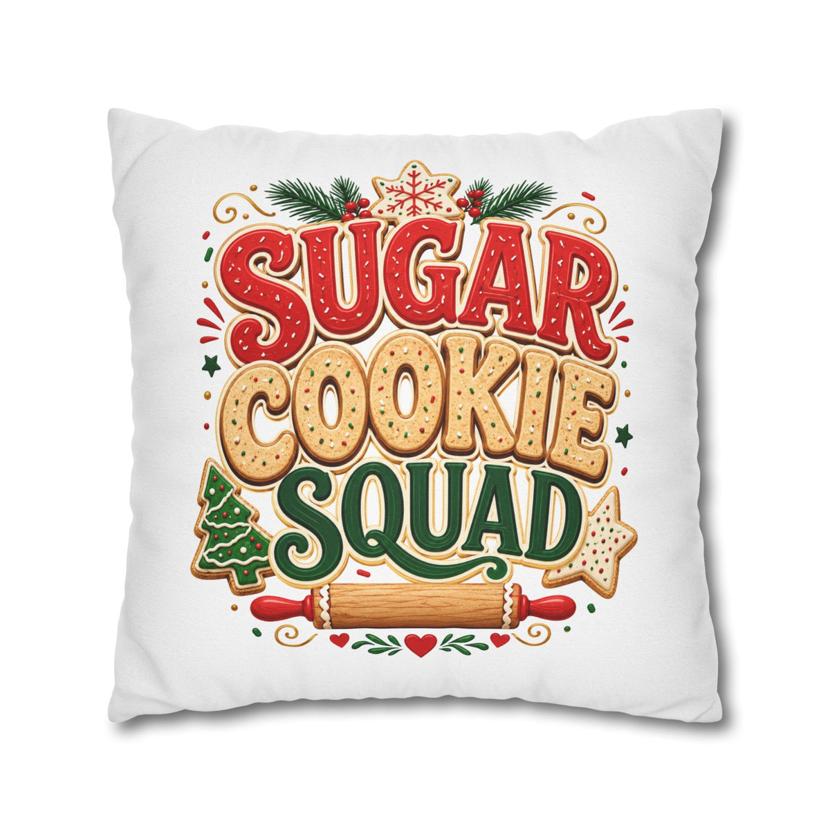 Christmas Sugar Cookie Squad Pillowcase – Festive Christmas Baking Decorative Throw Pillowcase