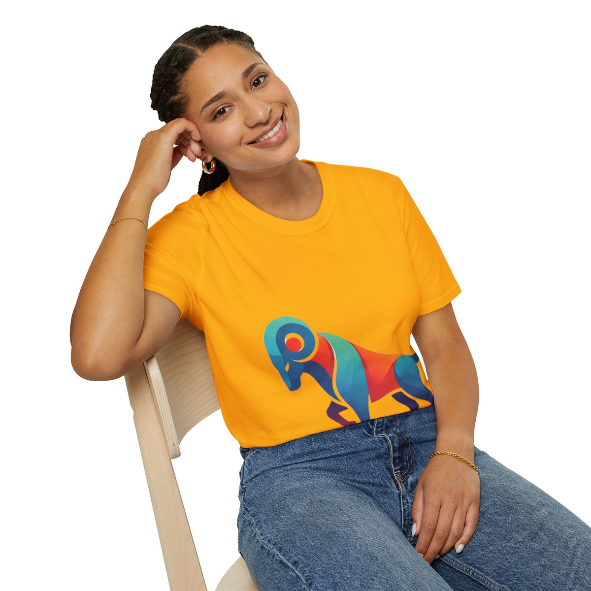 Ram Graphic T-Shirt — Colorful Geometric Sheep/Goat Art