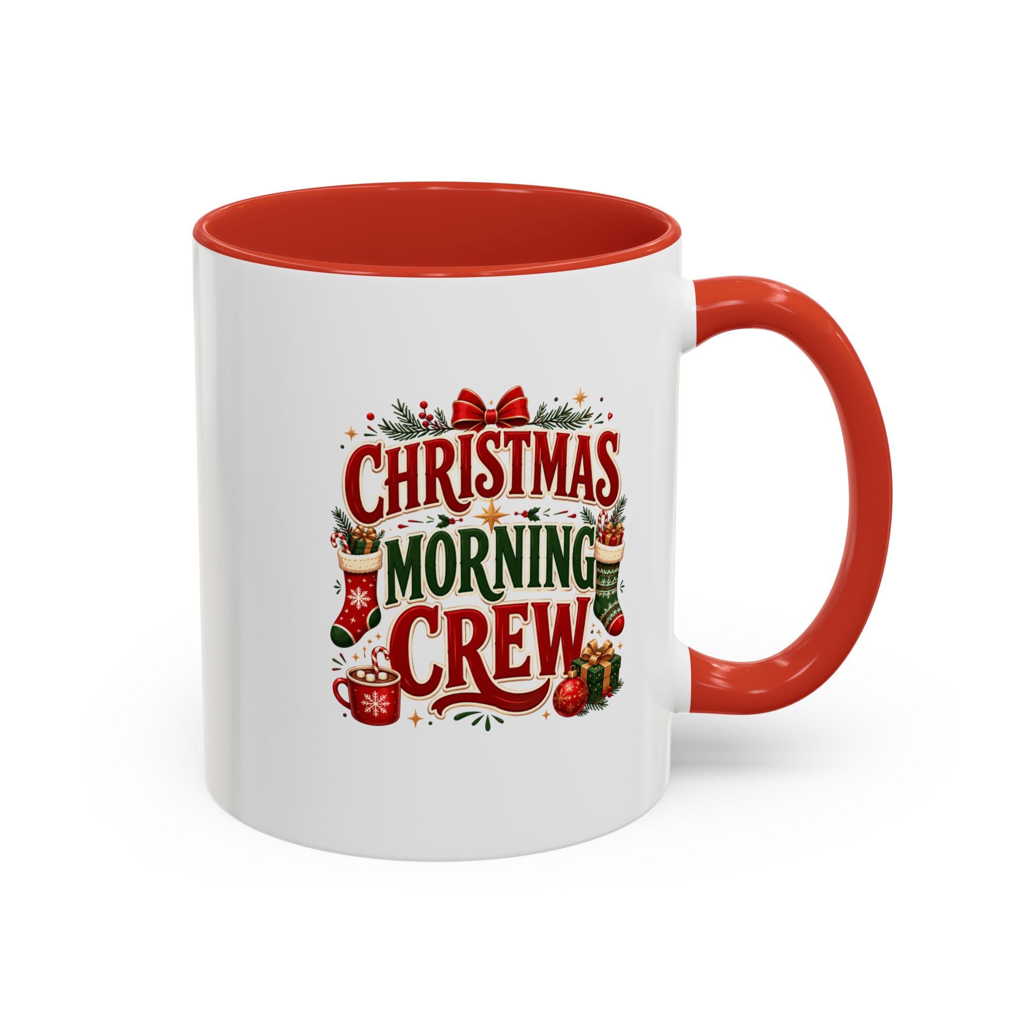 Christmas Morning Crew Accent Coffee Mug – Holiday Coffee Cup