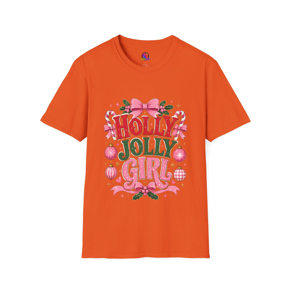 Holly Jolly Girl T-Shirt — Pink Holiday Graphic Tee