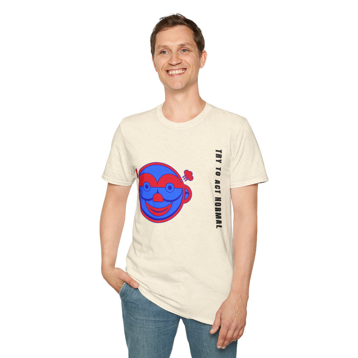 Peekaboo Monkey T-Shirt — Retro Red & Blue Cartoon Graphic Tee - Trending Now - September 2026