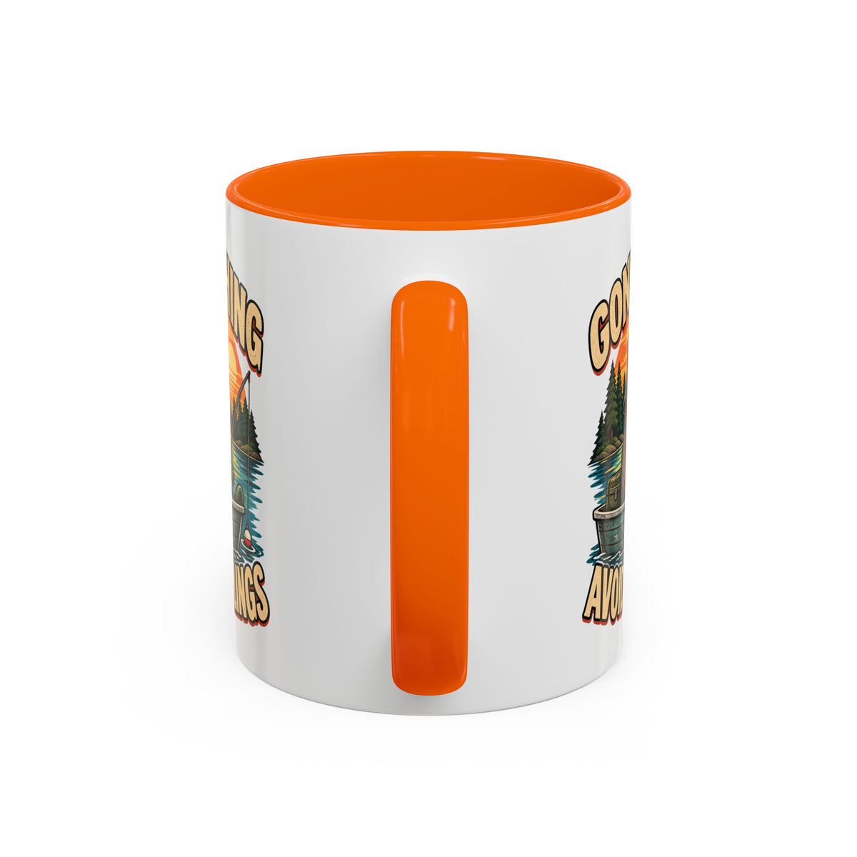 Funny And Witty "Gone Fishing Avoiding Feelings" Accent Coffee Mug (11, 15oz)