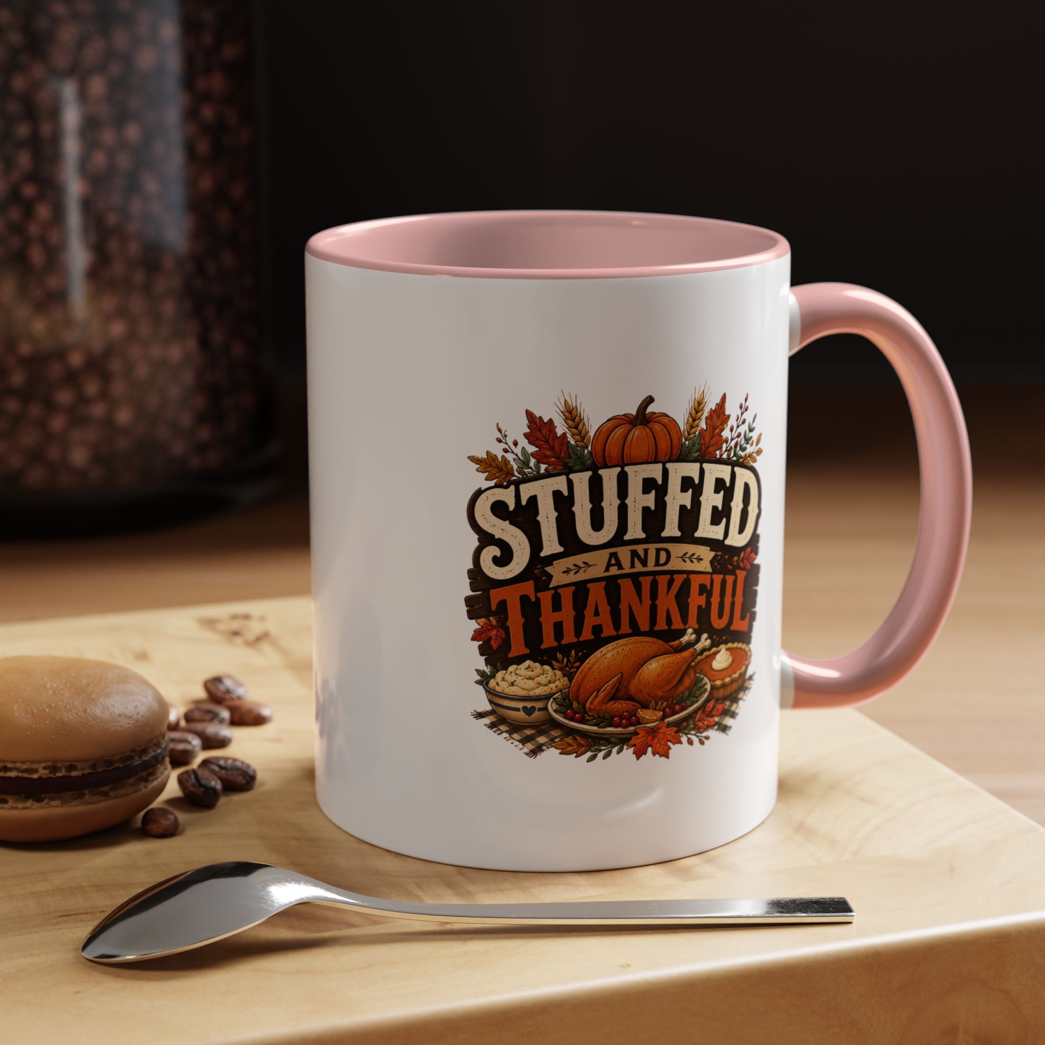 Thanksgiving Mug Stuffed and Thankful Coffee Mug — Thanksgiving Fall Holiday Kitchen Gift