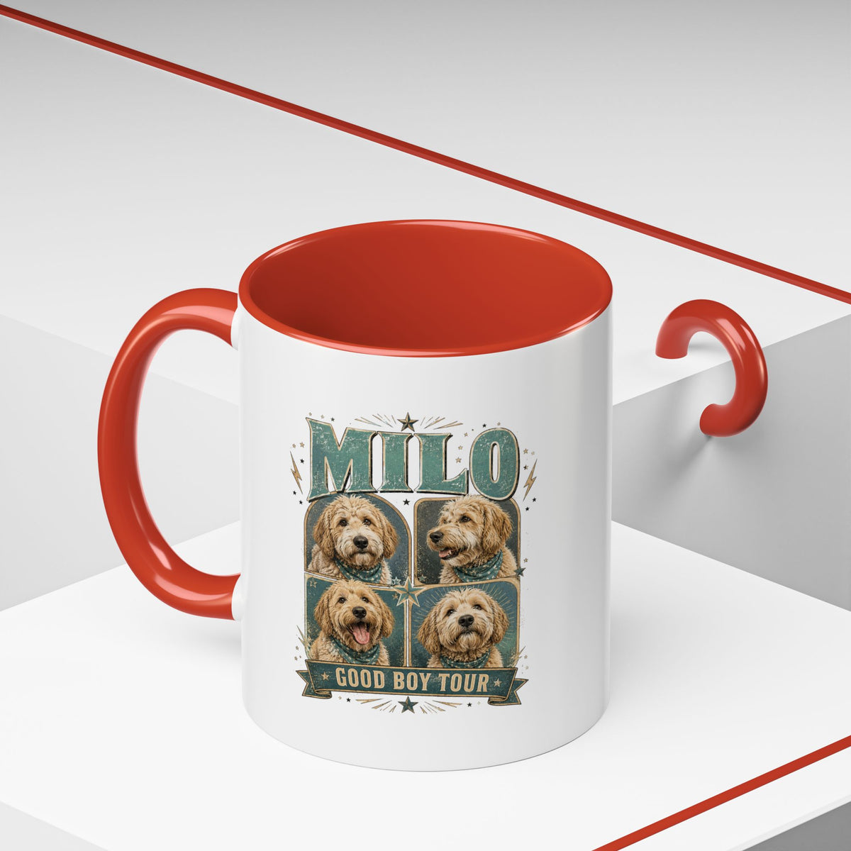 Milo Bailey Dog Dad Mom Milo 'Good Boy Tour' Accent Coffee Mug – Personalized Dog Lover Gift