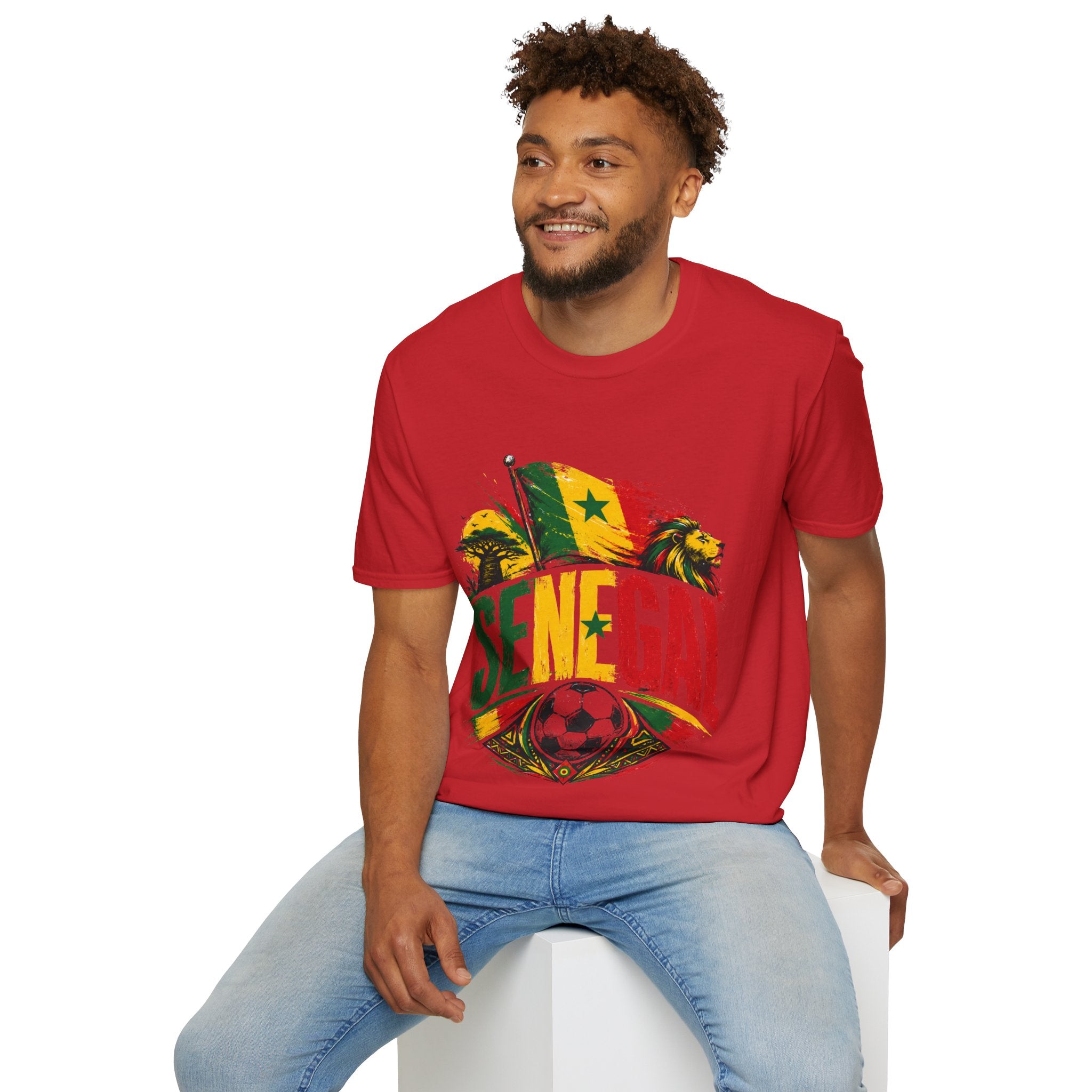 Senegal Flag Soccer T-Shirt — Lion & Football Pride Tee