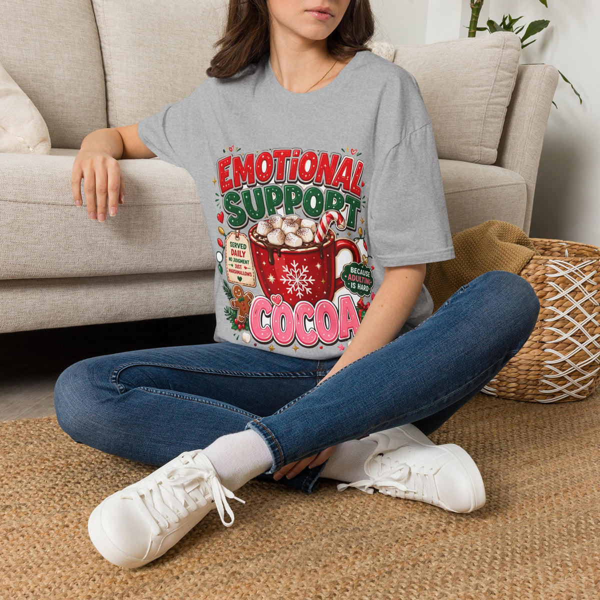 Emotional Support Cocoa T-Shirt — Holiday Hot Chocolate Graphic Tee