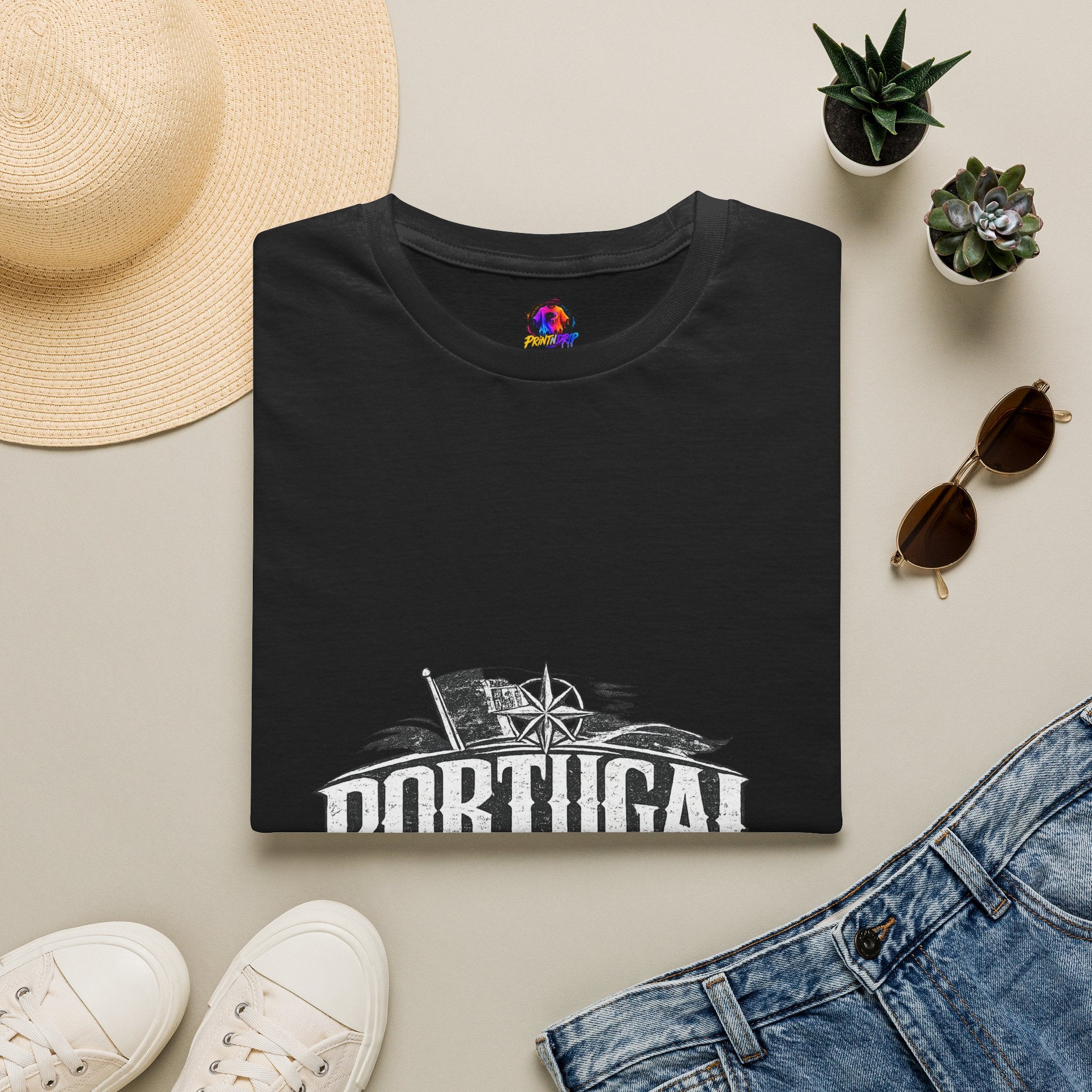 Portugal Vintage Compass T-Shirt — Nautical Travel Souvenir