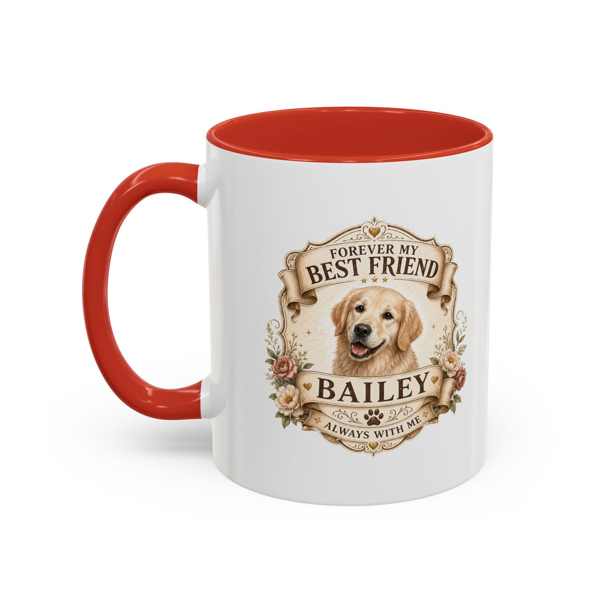 Milo Bailey Dog Dad Mom Personalized Dog Coffee Mug – "Forever My Best Friend" Golden Retriever Accent Mug