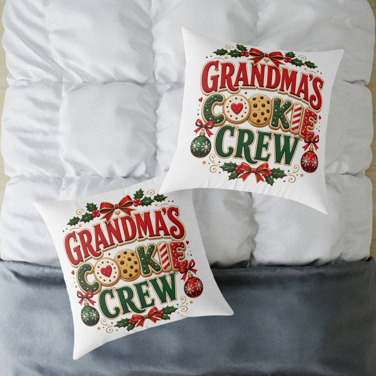 Christmas Grandma’s Cookie Crew Throw Pillow — Christmas Holiday Decorative Pillow