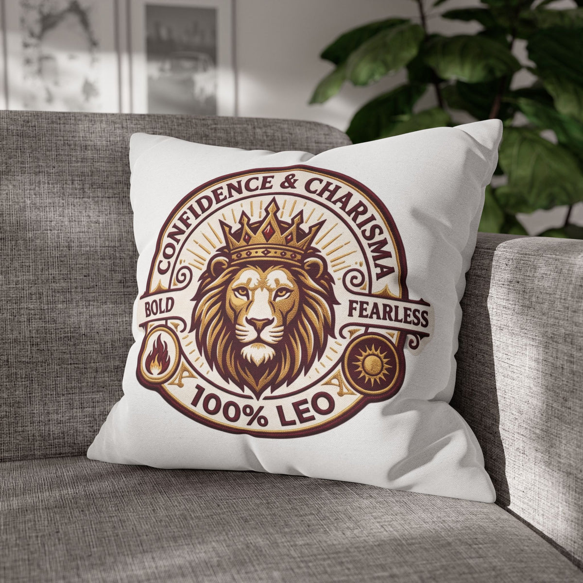 Leo Zodiac Confidence And Charisma Spun Polyester Square Pillowcase