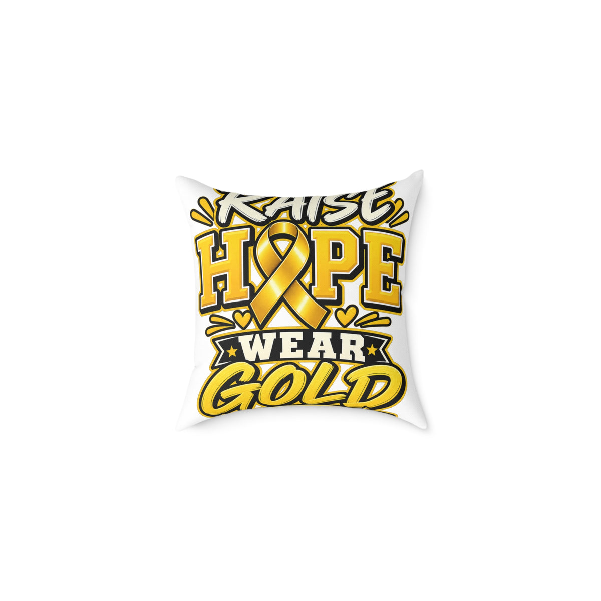 Raise Hope Wear Gold Pillow — Childhood Cancer Awareness Decorative Throw Pillow