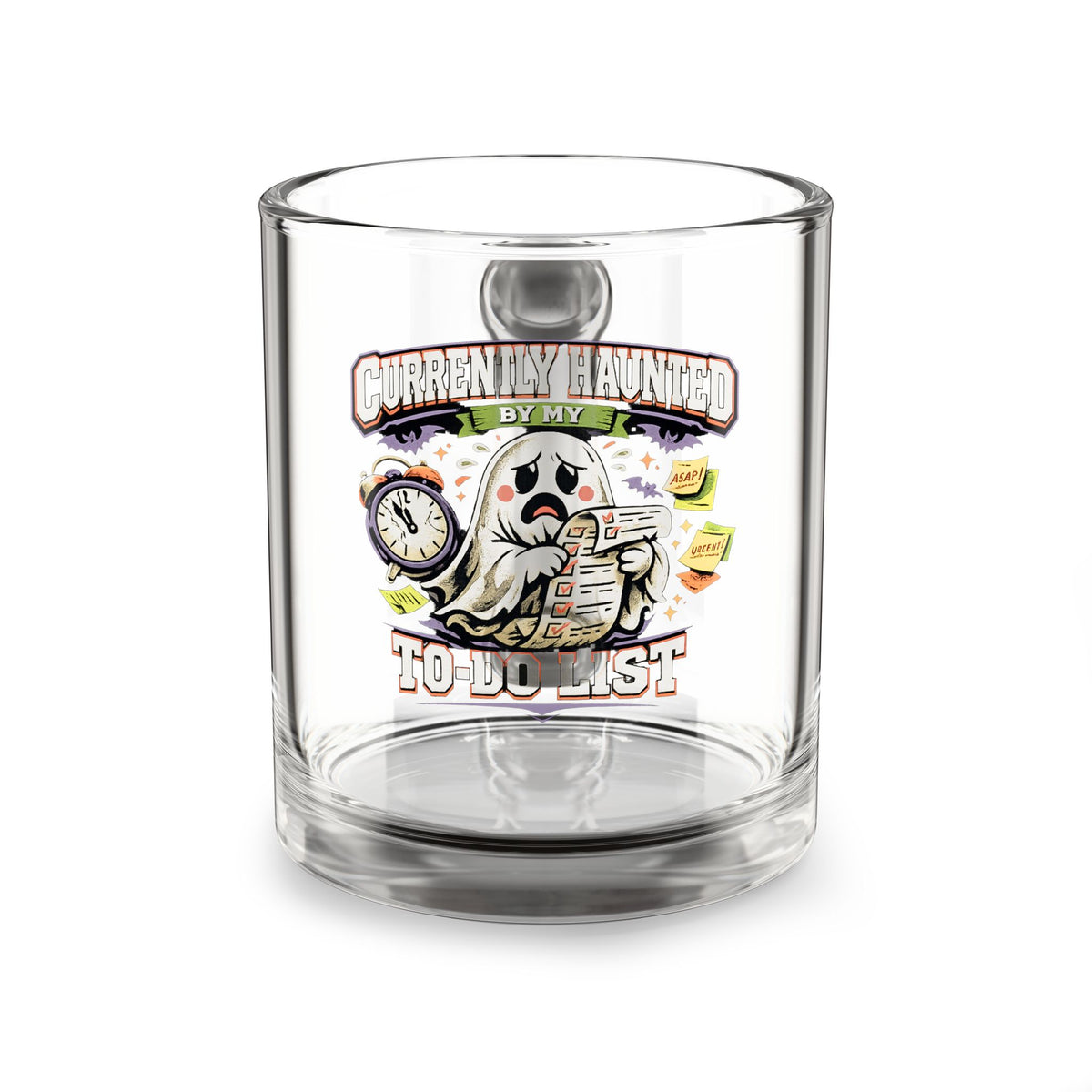 Halloween Glass Mug 10 oz  Glass Mug - “Currently Haunted by My To-Do List” Cute Ghost Coffee Cup, Funny Planner Gift