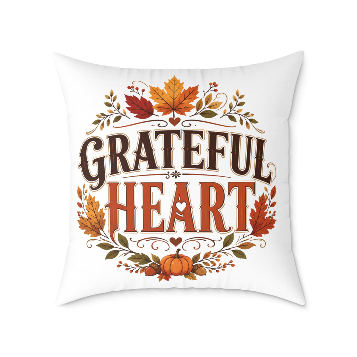 Thanksgiving Grateful Heart Fall Pillow — Thanksgiving Autumn Decorative Throw Pillow