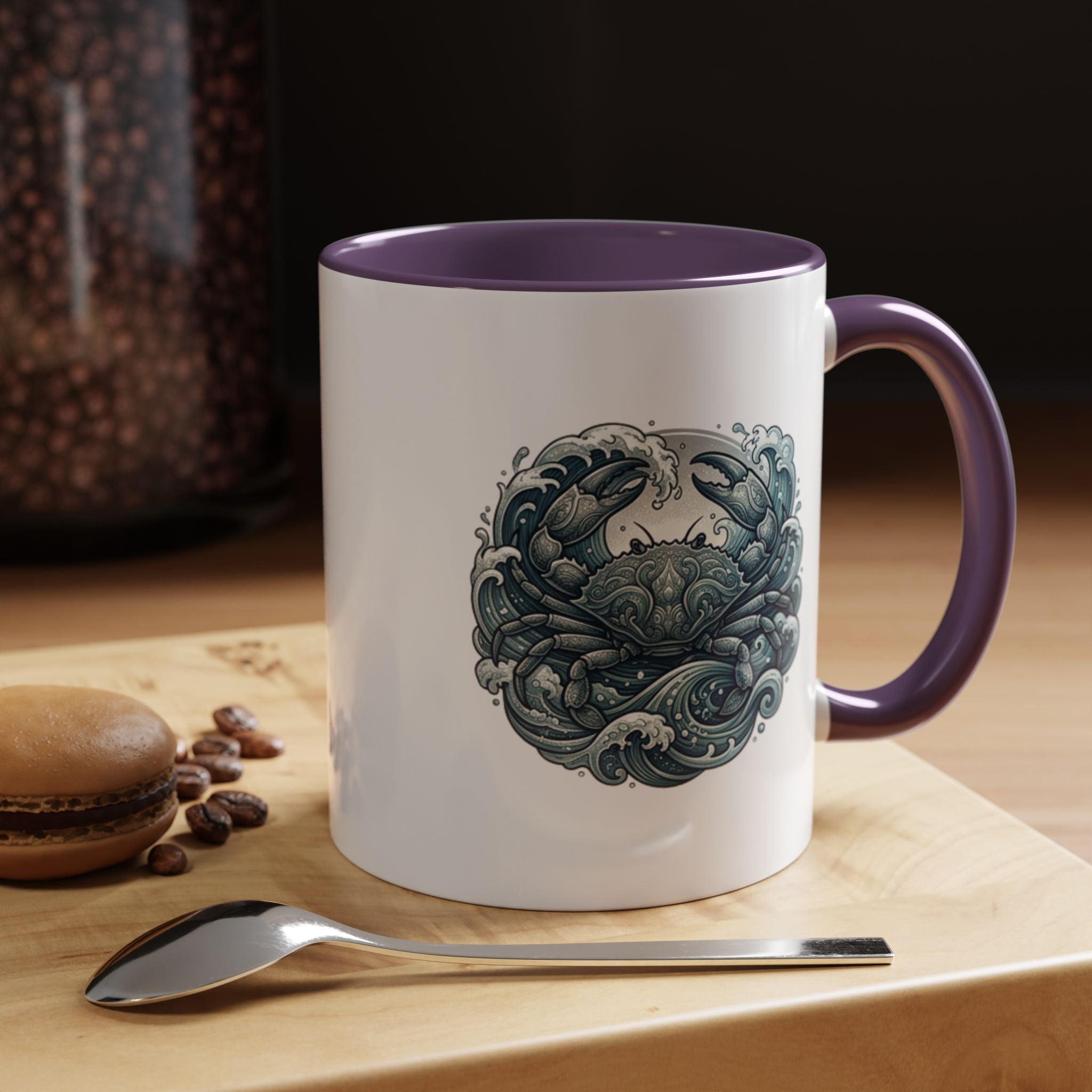 Crab Wave Accent Coffee Mug — Nautical Ocean Art