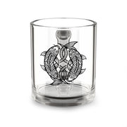 Pisces Zodiac Glass Mug — Intricate Celtic Turtle Line Art 10oz