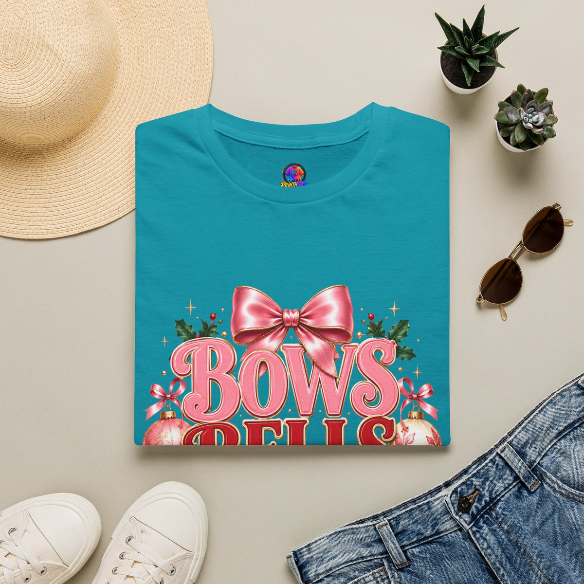 T-Shirt — Bows Bells Bliss Christmas Graphic Tee
