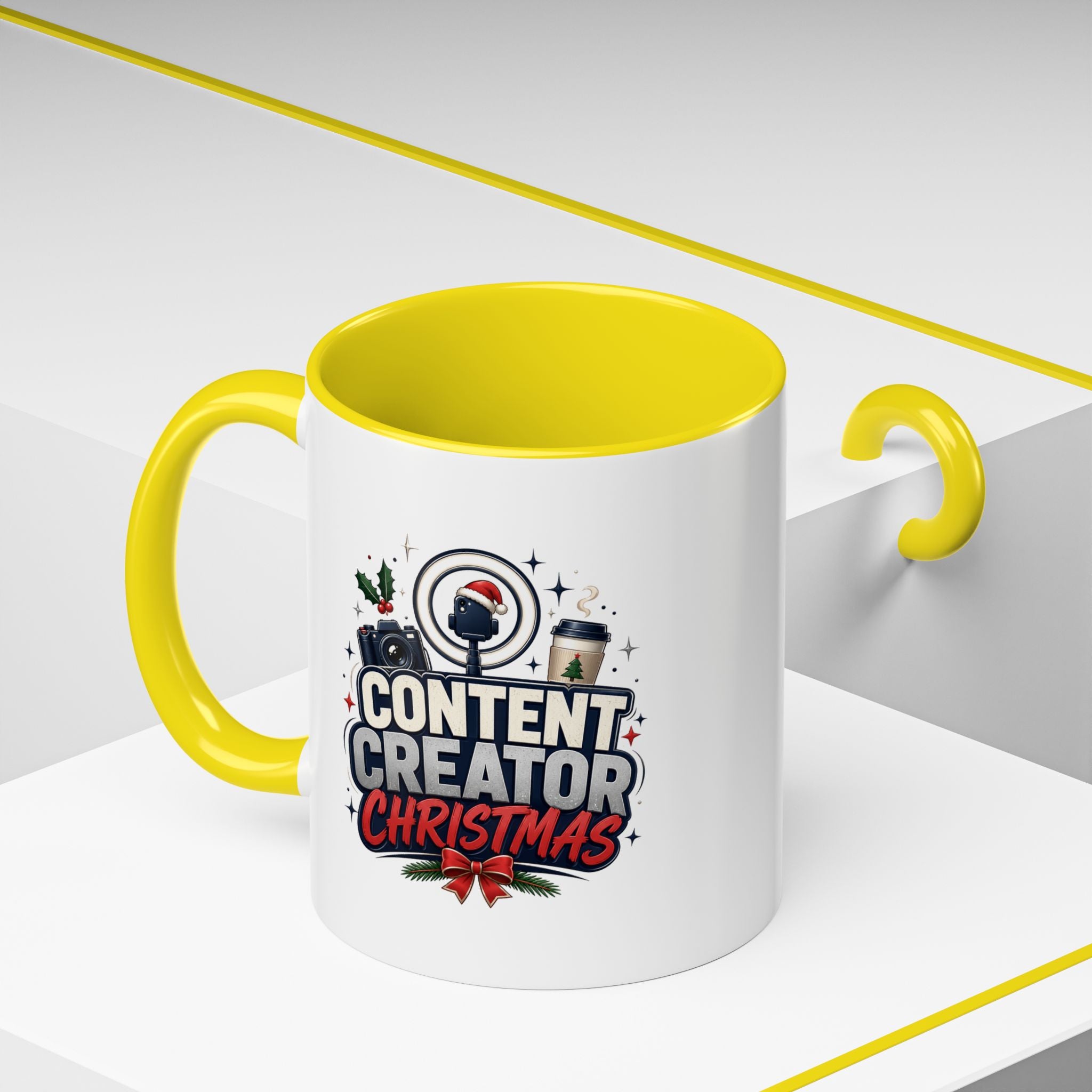 Modern Day Christmas Content Creator Christmas Accent Coffee Mug — Holiday Social Media Gifts (11/15oz)