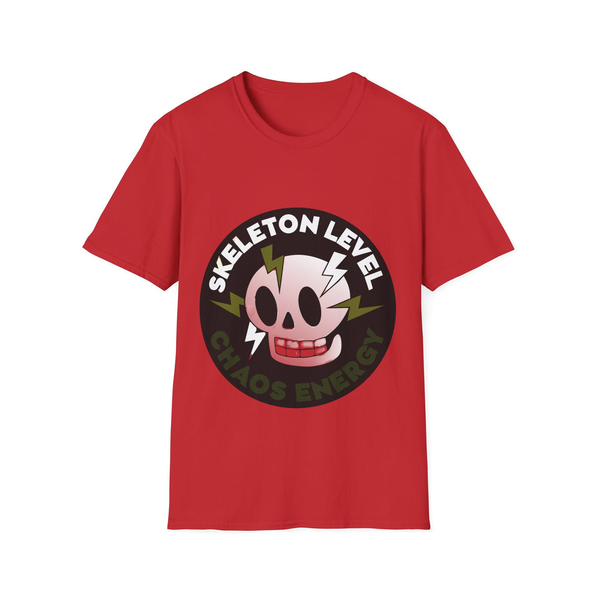 Skeleton Level Chaos Energy Circular Emblem Tee - Cute Spooky Goth Graphic T-Shirt - Trending Now - September 2026