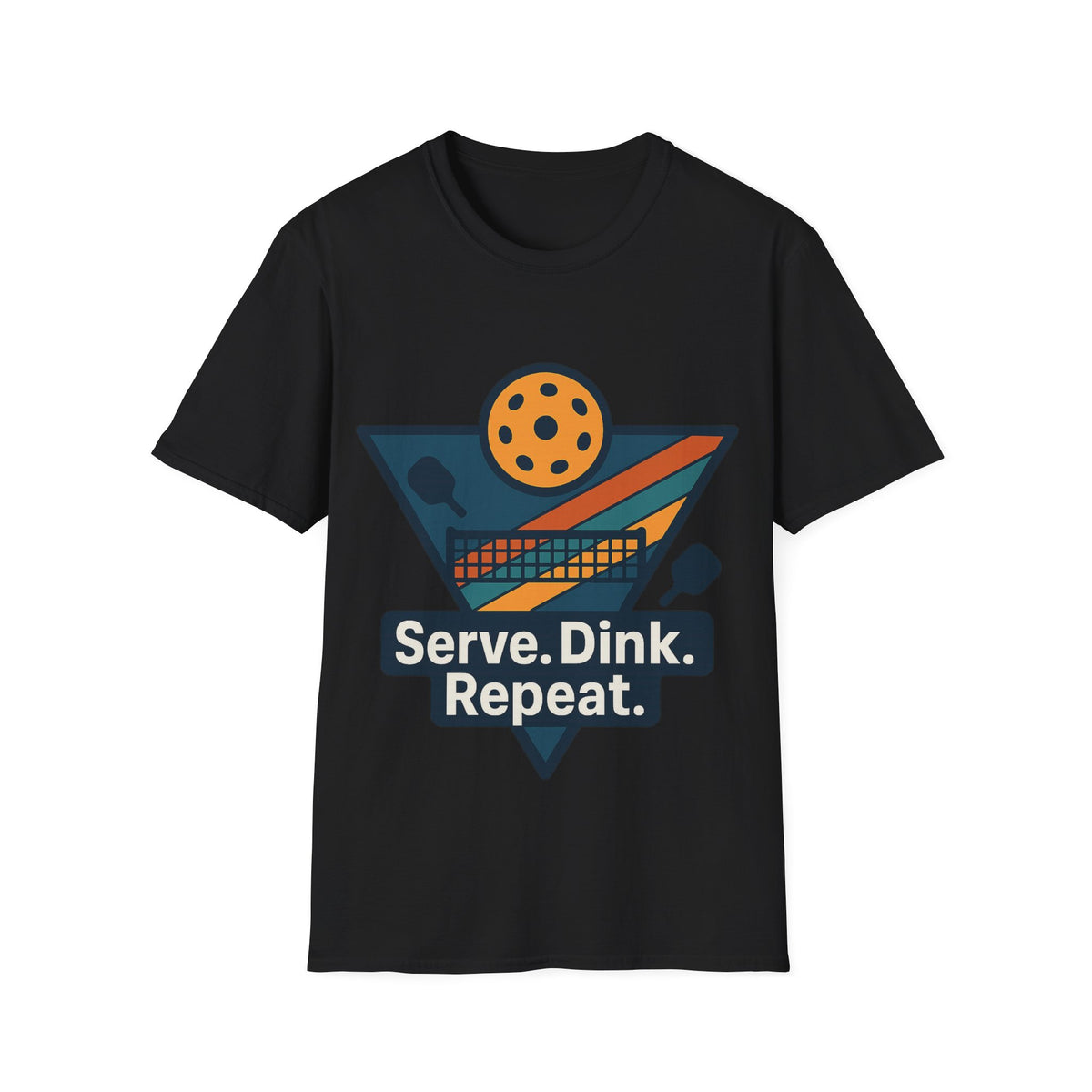 Pickleball T-Shirt — Retro Paddle & Ball Design with “Serve. Dink. Repeat.” Slogan - Trending Now - August 2026