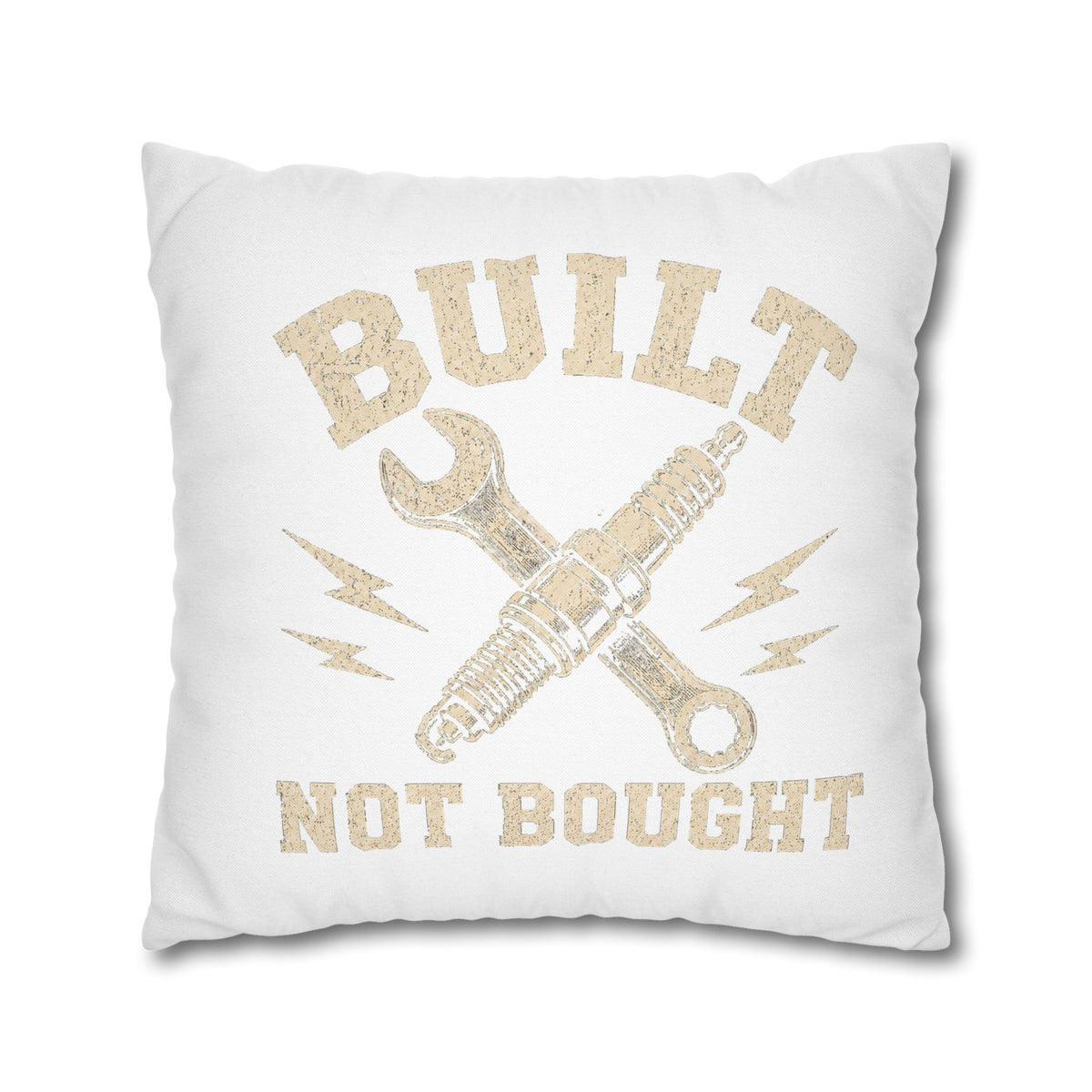 Built Not Bought Decorative Pillowcase Milo Bailey Dog Dad Mom — Rustic Mechanic Tool Accent