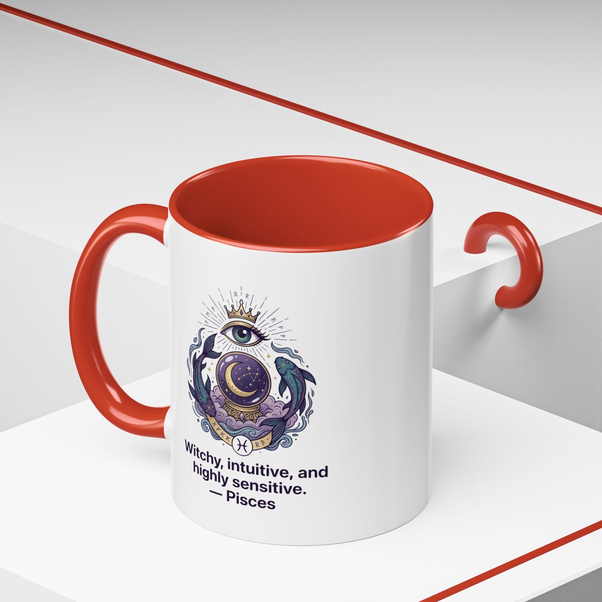 Pisces Witchy Accent Mug — "Witchy, intuitive, and highly sensitive" Astrology Coffee Cup (11/15oz)