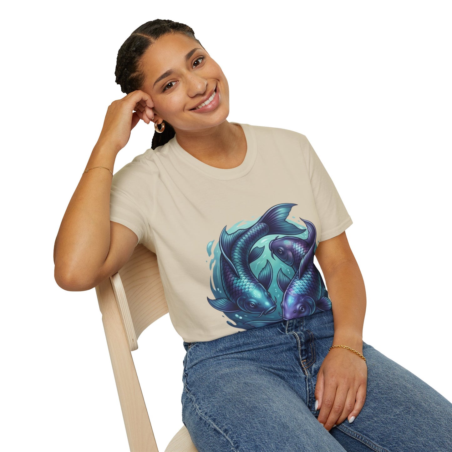 Koi Fish Circle T-Shirt — Artistic Yin Yang Aquatic Tee