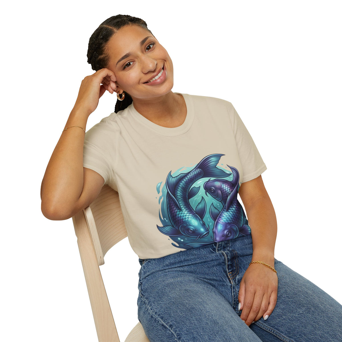 Koi Fish Circle T-Shirt — Artistic Yin Yang Aquatic Tee