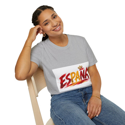 Spain  Graphic T-Shirt — Spanish Flag Brushstroke Design with Crown